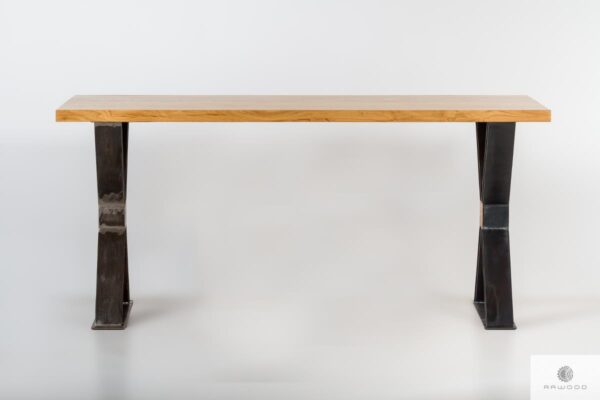 Stol debowy loft industrialny nogi X do jadalni BREGON Producent Mebli RaWood Premium Furniture