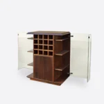 Barek dębowy ze szklanym frontem i półką na butelki CARMEN - projekt indywidualny