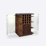 Barek dębowy ze szklanym frontem i półką na butelki CARMEN - projekt indywidualny