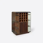 Barek dębowy ze szklanym frontem i półką na butelki CARMEN - projekt indywidualny