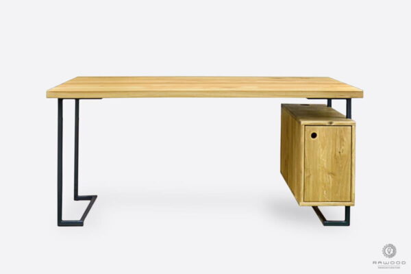 Biurko dębowe na metalowych nogach nowoczesne biurko drewniane do gabinetu OLIMPIA