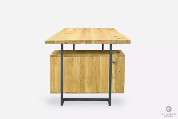 Dębowe biurko z kontenerkiem na metalowych nogach do pokoju OLIMPIA