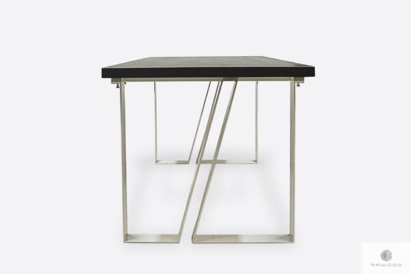 Dębowy stół z białymi metalowymi nogami ELEGANT