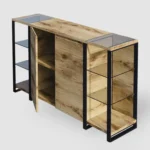 Industrialna komoda dębowa z litego drewna i metalu IBSEN