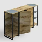 Industrialna komoda dębowa z litego drewna i metalu IBSEN