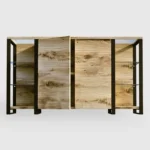 Industrialna komoda dębowa z litego drewna i metalu IBSEN