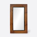 Drewniane lustro industrialne do przedpokoju salonu