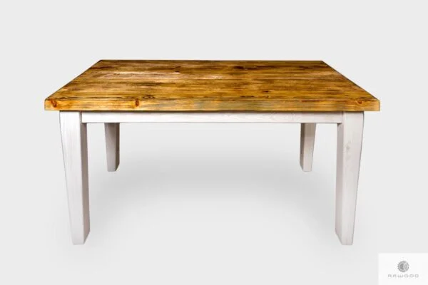 Drewniany stół z drewna palonego i bielonego do jadalni BURN