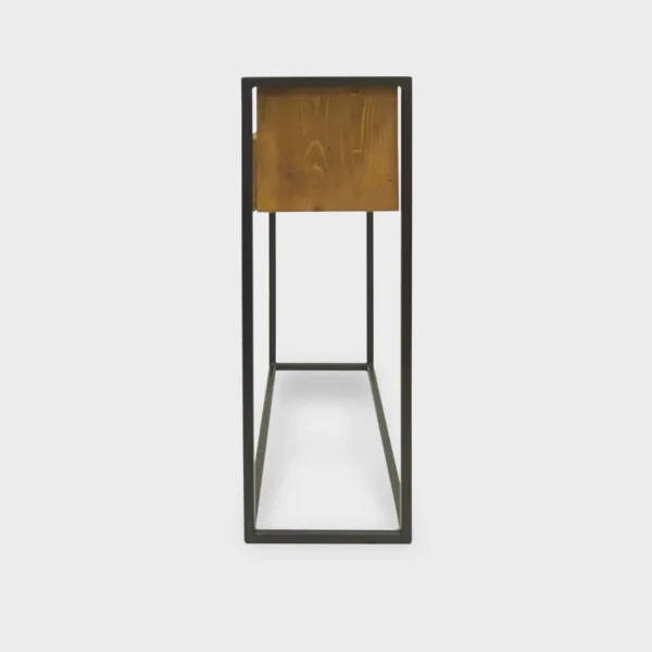 Konsolka loft drewniana-stolik ekspozycyjny na metalowych nogach