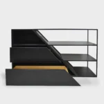 Nowoczesna szafka RTV z drewna litego i stali ALANO