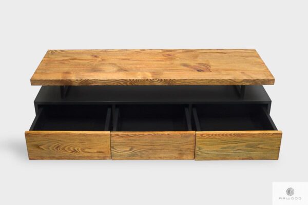 Industrialna szafka RTV z szufladami z drewna do salonu NESCA II