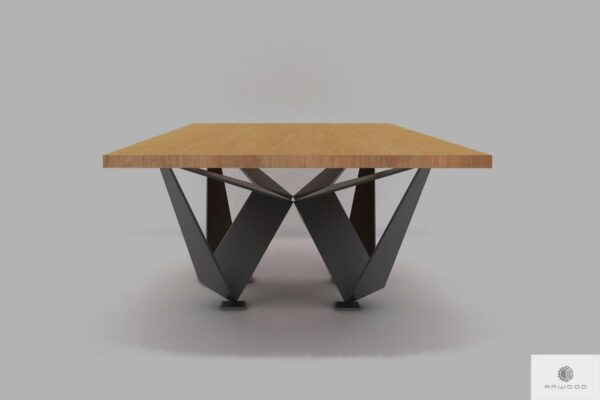 Industrialny stół dębowy na metalowej podstawie do jadalni XAVIER
