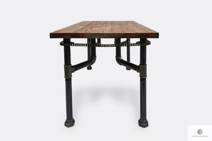 Industrialny stół z sosnowym blatem z drewna litego VENTUR
