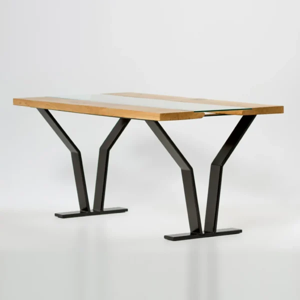 Stół z dębowego drewna stali szkła ARCO