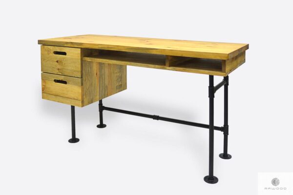 Loftowe biurko z drewna litego i rur do gabinetu DENAR