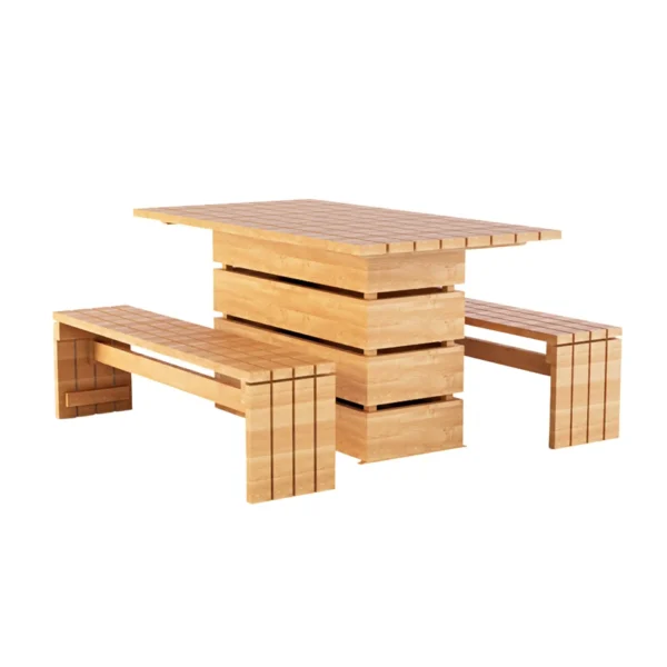 Stół drewniany z ławkami meble ogrodowe GARDEN