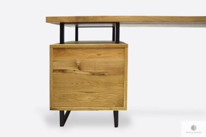 Nowoczesne biurko z dębowego drewna z metalowymi nogami HUGON