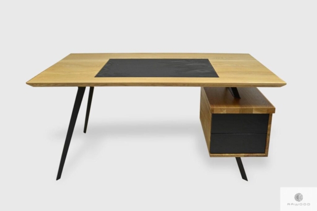 Nowoczesne dębowe biurko open space na metalowych nogach VITA