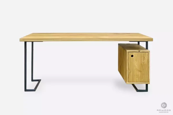Nowoczesne dębowe biurko w stylu industrialnym do gabinetu OLIMPIA