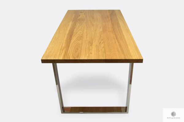 Stół z blatem dębowym naturalnym i metalowymi nogami SILEVERADO