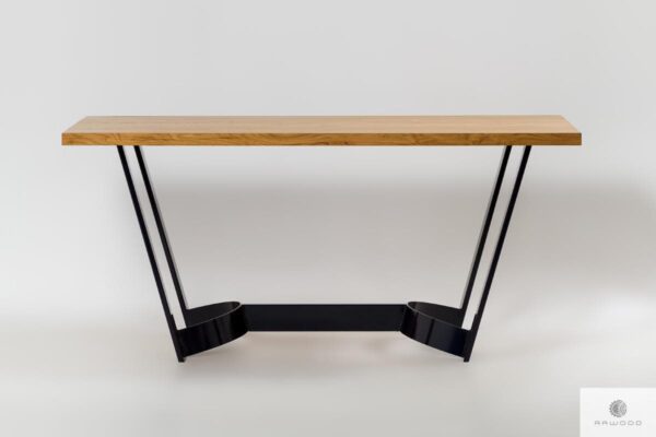 Stół z dębowego drewna litego na metalowej podstawie FOSTER