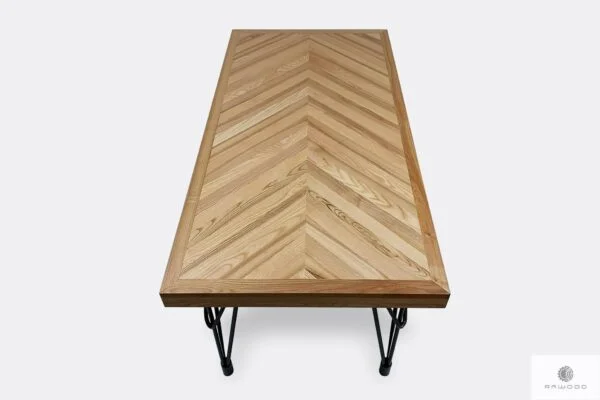 Stół z drewna litego blat jodełka do salonu jadalni IFUX