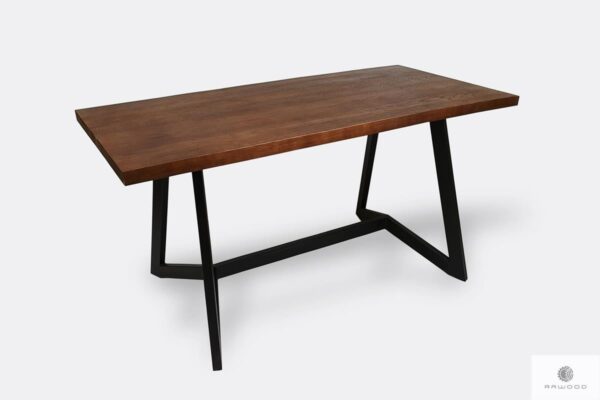 Stół z drewnianym blatem na czarnych metalowych nogach GERES