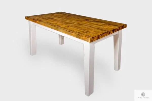 Stół z drewnianym blatem z białymi nogami do jadalni BURN