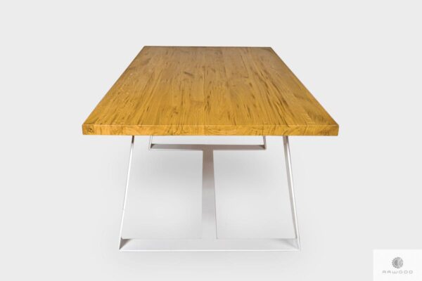 Stół z naturalnego dębowego drewna litego na metalowych nogach MERE