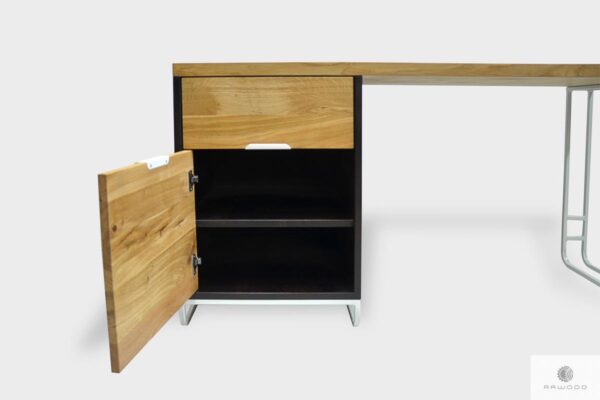 Dębowe biurko z szufladą i szafką z półką do gabinetu DENIS