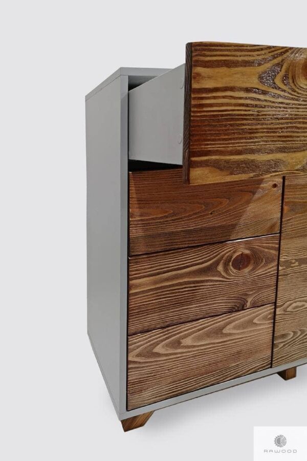 Nowoczesna drewniana komoda fronty ze starego drewna litego BERGEN Producent Mebli RaWood Premium Furniture