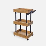 Drewniany wózek fryzjerski w stylu loft