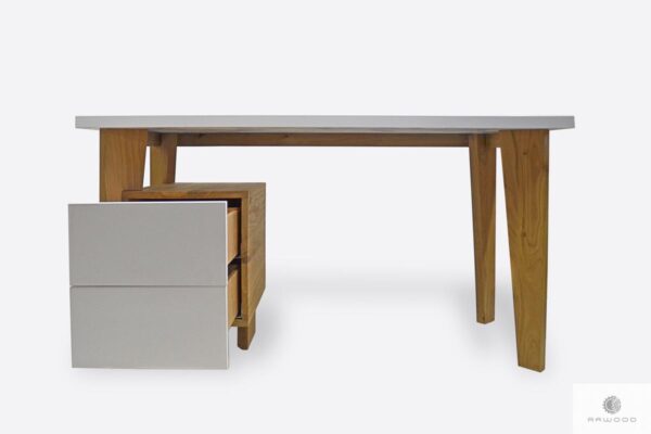 Białe drewniane biurko z szufladami do biura GRAND
