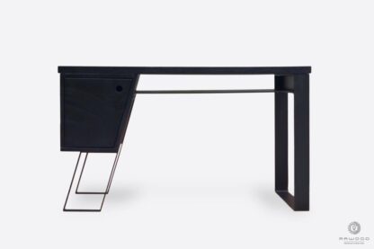 Czarne dębowe biurko na metalowych nogach na wymiar do biura BORA
