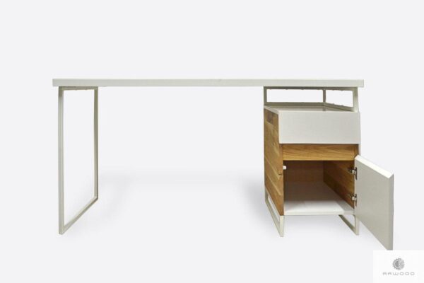 Designerskie białe biurko z litego drewna do gabinetu DORIS