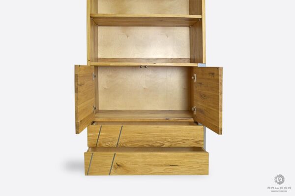 Drewniany regał z półkami szufladami na zamówienie do gabinetu BORA
