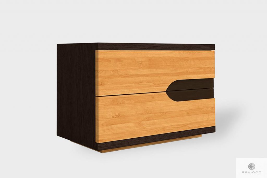 Designerska szafka nocna z litego drewna z szufladami do sypialni LAGOS