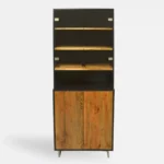 Elegancka witryna z drewna litego ze szkłem kredens do salonu NESCA II