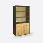 Nowoczesna witryna z dębowego drewna ze szkłem do salonu DENIS