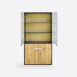 Nowoczesna witryna z dębowego drewna ze szkłem do salonu DENIS