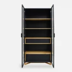 Witryna duża z drewna dębowego i płyty do salonu gabinetu NORD (6)