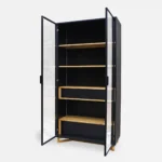 Witryna duża z drewna dębowego i płyty do salonu gabinetu NORD (6)