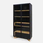 Witryna duża z drewna dębowego i płyty do salonu gabinetu NORD (6)