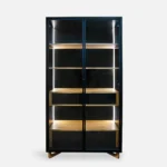 Witryna duża z drewna dębowego i płyty do salonu gabinetu NORD (6)