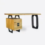 Nowoczesne dębowe biurko z szufladami i metalowymi nogami WALT