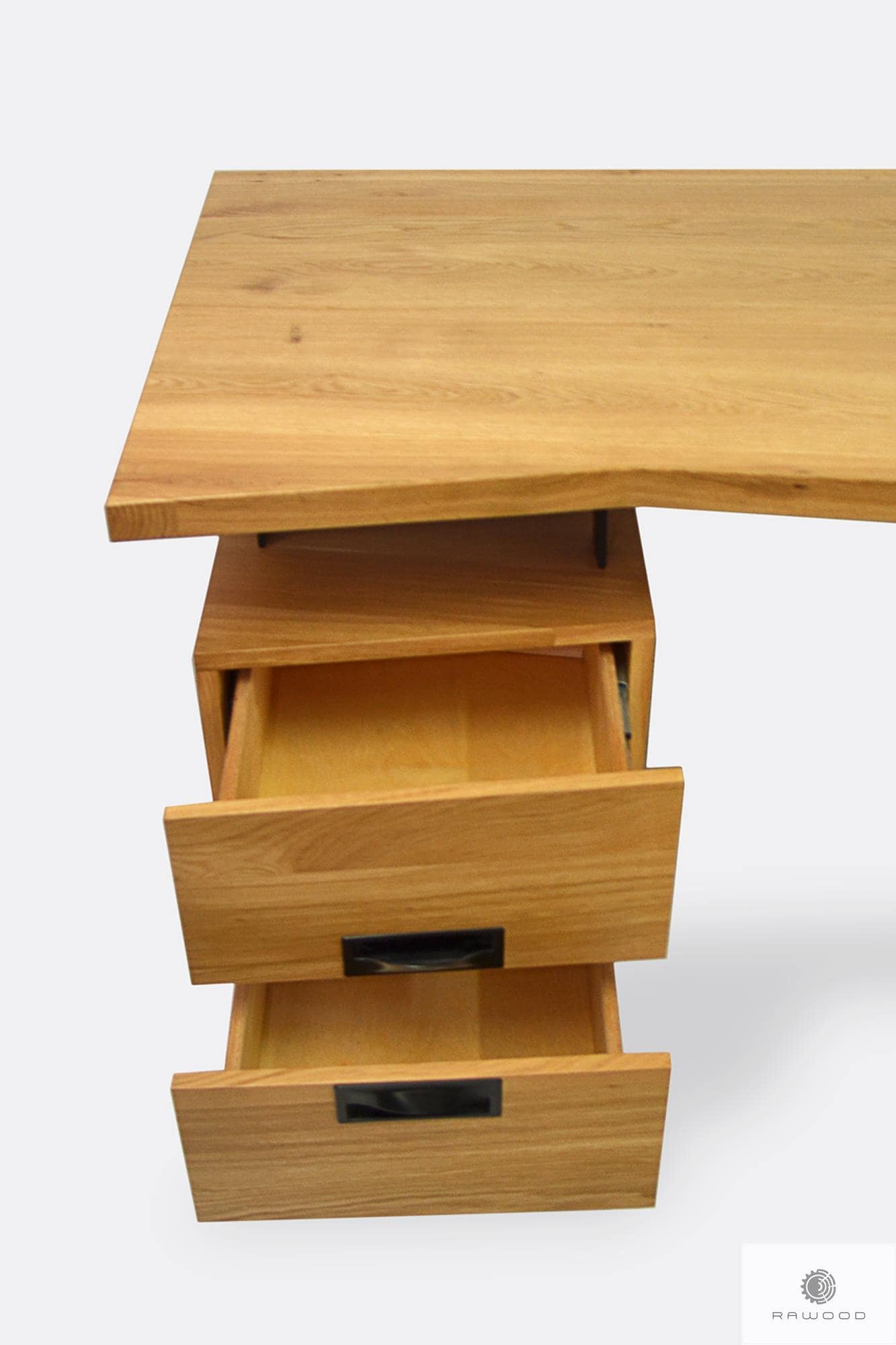 Drewniane biurko z szufladami industrialne do gabinetu WALT
