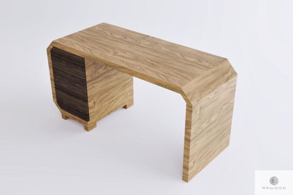 Drewniane solidne biurko gabinetowe z kontenerkiem do biura OMNIS