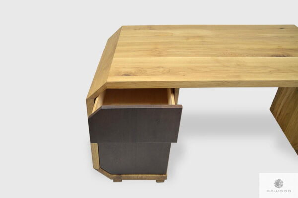 Nowoczesne biurko z dębowego drewna z szufladami do biura OMNIS