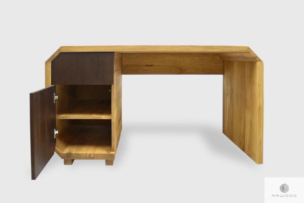 Nowoczesne dębowe biurko z szufladą szafką z półkami do biura OMNIS