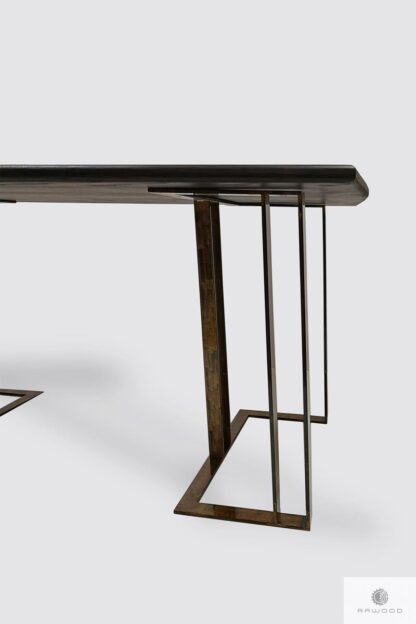 Stół z dębowego drewna na metalowych nogach do jadalni salonu MERIDIAN Producent Stołów RaWood Premium Furniture